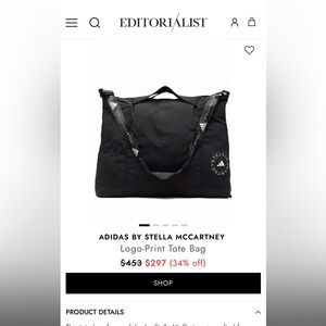 Adidas by Stella McCartney Black Tote Bag NWOT